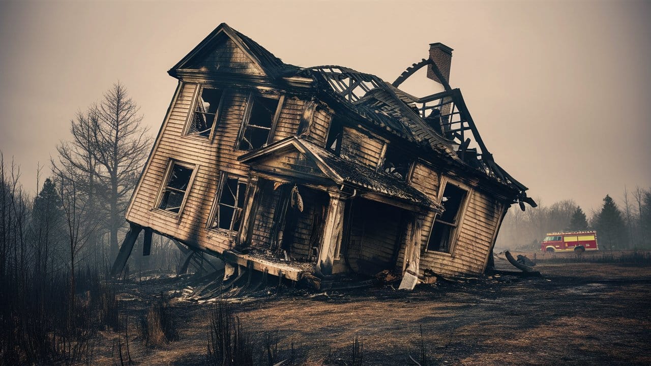 fire damaged house